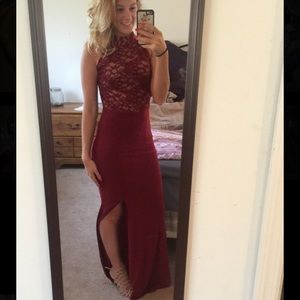 Long burgundy dress!
